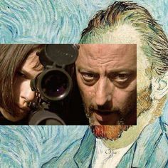 an image of a man with a camera next to a woman in front of a van gogh painting