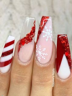 Christmas Nails 2019, Red Christmas Nails, Winter Nails Acrylic, Cute Christmas Nails, Fall Acrylic Nails