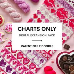 valentine's day crafts and knitting supplies with the text, hearts only digital extension pack