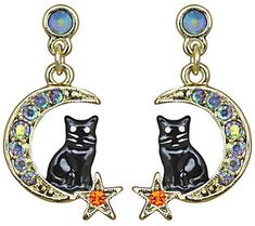 These whimsical, sparkly moon earrings are the cat's meow. From Kirks Folly. Opposite Outfits, Kirks Folly Jewelry, Glitter Necklace, Queen Earrings, Style Aesthetics, Magnetic Necklace, Autumn Necklace, Kirks Folly, Whimsical Jewelry