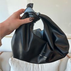 Proenza Schouler For Merit Beauty Reversible Handbag With Black And Blue Vegan Leather. Can Also Be Used As A Toiletry Bag Versatile Black Hobo Bag With Dust Bag, Merit Beauty, Proenza Schouler Bag, Black Purse, Black Purses, Proenza Schouler, Toiletry Bag, Clutches, Black Blue