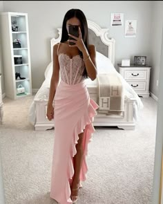 prom pink dress diamond frilly #prom Prom Pink Dress, Pink Lace Corset, Corset Maxi Dress, Prom Dresses Pink, Prom Dress Pictures, Wedding Dresses Lace Ballgown, Satin Corset Dress