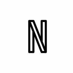 the letter n is made up of thin black lines and has a diagonal edge to it