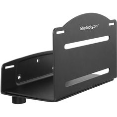 the starfishcomm desktop computer stand is black and has two holes in it