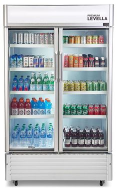 an open refrigerator filled with lots of drinks