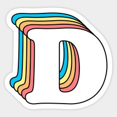 the letter d is made up of multicolored lines and has a white background