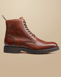 Grain Leather Boots - Chestnut Brown | Men's Charles Tyrwhitt Grain Leather Boots - Chestnut Brown Size 11 Charles Tyrwhitt Shirt, Tough As Nails, Charles Tyrwhitt, Chestnut Brown, Shoe Care, Lace Up Boots, New Shoes, Chestnut, Leather Boots