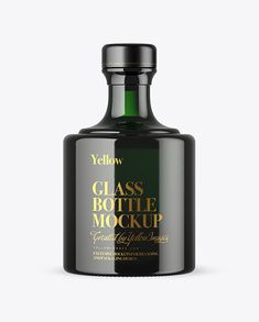 a bottle of yellow glass bottle mockup