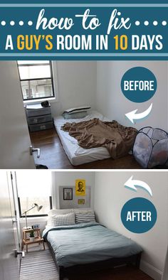 the before and after pictures of a bedroom makeover