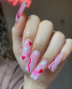 Boho Chic Nails, Valentine Nails Pink, Night Nails, Unique Nail Designs, Pink French Nails, Spring Nail Trends, Tapered Square