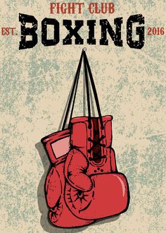 Vintage Boxing Posters, Gloves Illustration, Red Boxing Gloves, Boxing Posters, Bag Illustration, Boxing Club, Sports Logo Design, Vintage Box, Boxing Gloves