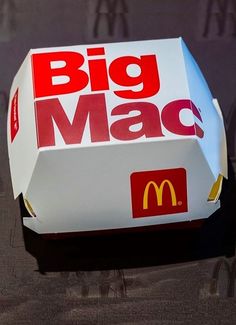 a mcdonald's big mac box sitting on top of a table