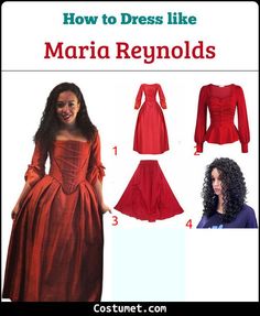 the instructions for how to dress like maria renolds in red and blue, with pictures