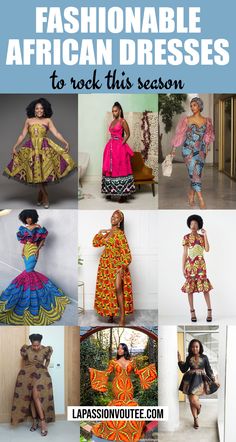 Looking for pretty dresses for cool events? Check out these awesome African print dresses! They're super nice for weddings, proms, and special ceremonies. You can find dresses in different cool patterns like ankara Dutch wax, Kente, Kitenge & Dashiki. These are all the best styles you can find (+ we'll tell you where to buy them). Click to see all the beautiful dresses! African Attire Dresses, Long African Dresses, Best African Dresses, African Dresses Modern, African Wear Dresses, Gaun Fashion