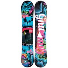 a snowboard that is on top of a white background with the words summer written in it