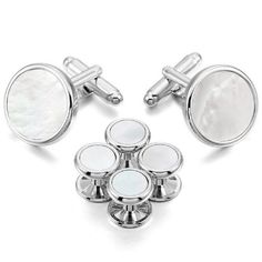 PRICES MAY VARY. Genuine Mother-of-Pearl – Adds luster and eye appeal to these attractive cuff links and studs Understated Style – Perfect for weddings and other formal occasions No-Worries Purchase – Send this set back within 30 days if it does not live up to your expectations Quality Craftsmanship – These men’s cuff links and studs are proudly made in the U.S. Affordable Price – For a great-looking cuff links and studs set suitable for even the most elegant occasions Elevate your formalwear wi Elegant Adjustable Silver Cufflinks, Silver Round Jewelry For Business, White Jewelry With Polished Finish For Business, White Polished Jewelry For Business, Classic White Jewelry For Business, Business White Polished Jewelry, Classic Metal Jewelry For Business, Elegant Silver Clip-on Cufflinks, Modern White Cufflinks As Gift