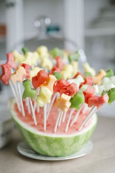 watermelon and star shaped candies in a bowl