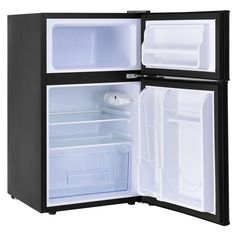 an open refrigerator with its door wide open