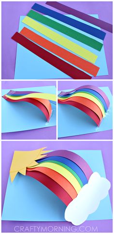 an iphone screen showing how to make paper rainbows with construction paper and colored strips