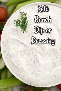 keto ranch dip or dressing in a white bowl