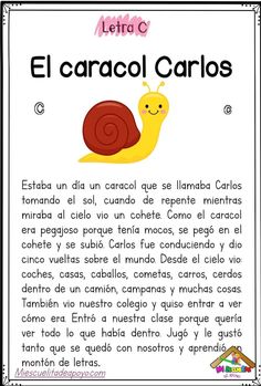 a spanish book with an image of a snail and the words el caracolo carlos