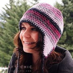 Basic Ear Flap Hat pattern by Ana Benson Basic Crochet Hat, Hawaiian Crockpot, Crochet Pins, Pola Topi, Crochet Adult Hat, Flap Hat, Hat Patterns Free, Earflap Hat, Knit Projects