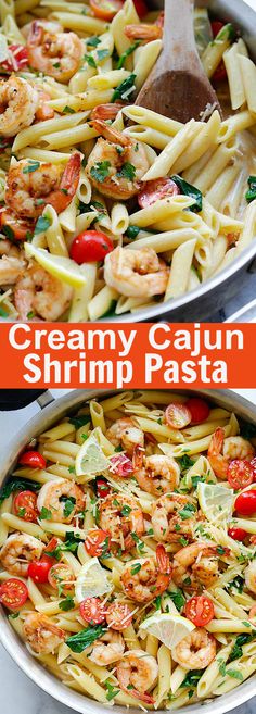 this creamy cajun shrimp pasta is loaded with fresh ingredients and ready to be eaten