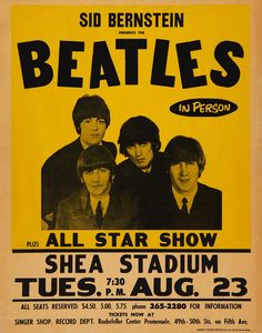 the beatles concert poster for their show at shea stadium in chicago, illinois on august 23, 1971