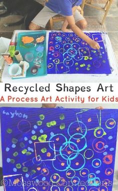 an image of a child playing with art on the table and in front of it