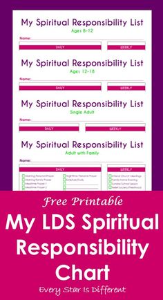 the free printable my id's sprifiable responsibility chart for every spirit is different