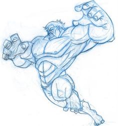 a drawing of a man in the air with his arm out and one hand on his hip