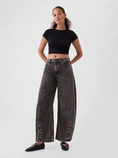 Mid Rise Horseshoe Jeans Gap Wide Leg Flare Jeans, Gap Relaxed Fit Wide Leg Jeans, Trendy High Rise Gap Pants, Trendy High-rise Gap Pants, Gap Black Wide Leg Bottoms, Trendy Gap Wide Leg Bottoms, Trendy High Waist Gap Jeans, Trendy High-waist Gap Jeans, Trendy High-waist Jeans By Gap