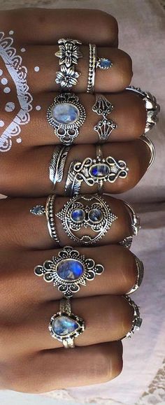 Different Rings, Rings Boho, Boho Styl, Bohemian Ring, Body Chains, Boho Style Jewelry, Bohemian Rings, Rings Set