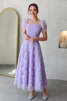 Stiching Ideas Frock, Korean Frock Design, Purple Dress Midi, Simple Purple Dress, Christmas Outfits Dressy, Simple Frock Design, Chic Evening Dress, Simple Frocks, Gowns Dresses Elegant