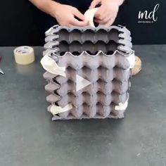 an egg carton being made with foam