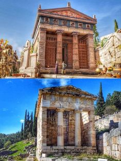 two pictures of ancient greek architecture