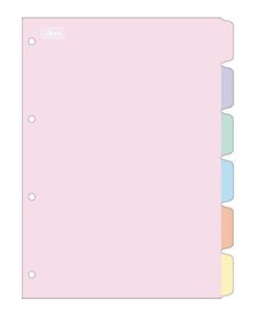 a pink paper with five different colored sections