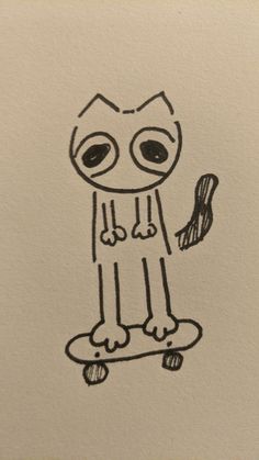 a drawing of an owl on a skateboard