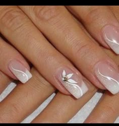 Glitter Gel Nail Designs, French Manicure Nail Designs, Elegant Touch Nails, Fancy Nail Art, Manicure Nail Designs, French Tip Nail Designs, Romantic Nails, Gel Nail Art Designs, French Manicure Nails