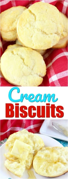 cream biscuits with butter on top and in the middle