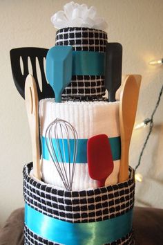 a cake made to look like it has utensils on top