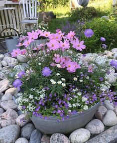 Garden ideas landscape Patio Planter Ideas Plant Pots, Potted Flowers For Patio, Balconies Ideas, Pots Ideas, Purple Flowers Garden, Garden Aesthetic