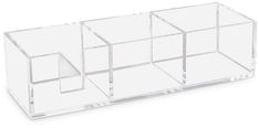 a clear box with four sections in the middle and one section on the other side