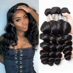 Welcome to my store,Happy shopping Loose Wave Brazilian Hair Weave Bundles 4 PCS Natural Black Remy Hair Extensions Warm tips We have 8inch to 26inch.This listing is 4 bundles  for selling.Choose you like! Each bundle is 50g,please consider the hair is thin before you order. 6-8 bundles are required for a full head. Brazilian Human Hair Weave, Loose Waves Hair, Bouncy Hair, Brazilian Hair Weave, Hair Indian, Wig Color, Malaysian Hair, Remy Hair Extensions, Raw Hair