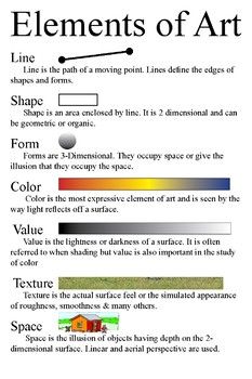 the elements of art are shown in different colors