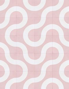 an abstract pink and white pattern with wavy lines on the surface, as well as circles