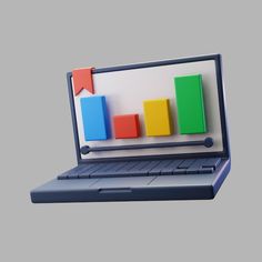 a laptop computer with colorful graphs on the screen