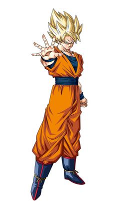 the dragon ball gohan character is in action with his hands up and one hand out