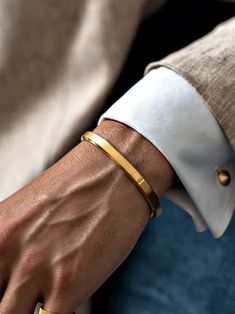 Free Returns ✓ Free Shipping✓. Fashionable and Popular Men Simple and Stylish Cuff Bangle Stainless Steel for Jewelry Gift and for a Stylish Look- Men Bangles at SHEIN. Mens Bracelet Gold Jewelry, Man Gold Bracelet Design, Mens Bangles, Mens Rings Fashion, Mens Cuff, Tattoo Bracelet, Mens Gold Jewelry, Jewelry Bracelets Gold, Gold Chains For Men