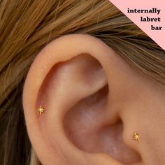 Cute Star Earrings, Helix Piercing Stud, Earring Stacks, Pretty Ear Piercings, Star Stud Earrings, Labret Studs, Conch Earring, Helix Earrings, Dainty Studs